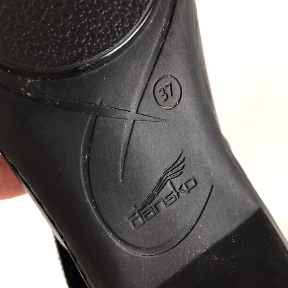 Dansko Mary Jane Shoes Black Leather Strap Shoe Heel Wedge - Picture 11 of 11